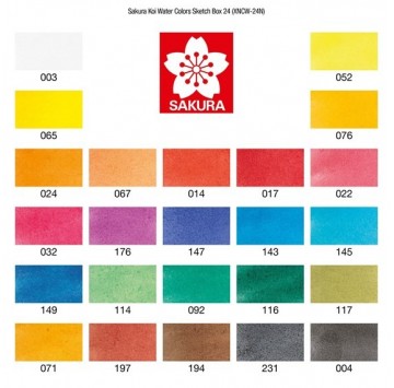 Farby akwarelowe Koi Sakura 24 kol. półkostki w plastikowej kasecie