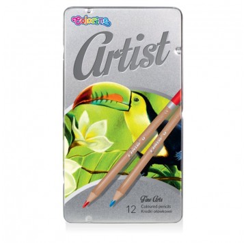 Kredki ołówkowe Artist 12 kolorów, metalowe pudełko Colorino